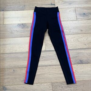 Black Leggings with Red and Blue Stripes